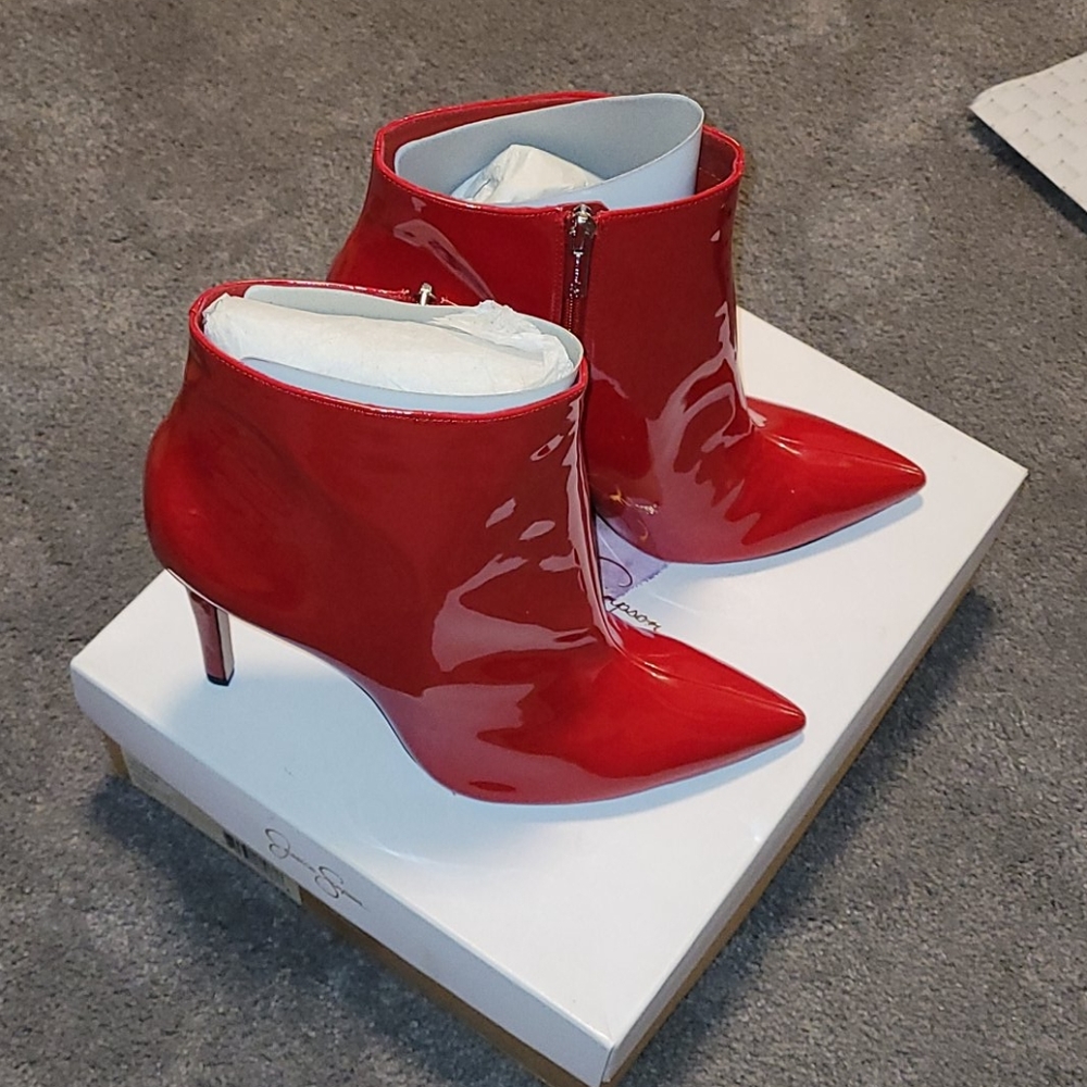 Red Patent leather booties